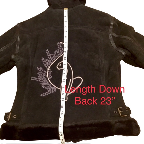 Vintage Baby Phat Black Suede Bomber Jacket Size- Small Y2K 2000 Faux Fur Lined - Picture 14 of 16